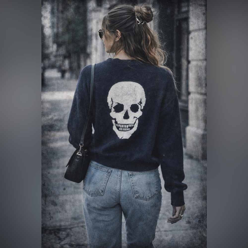 Skull Cashmere‎ Women’s Sweater Navy Blue Size XS Grunge Luxe